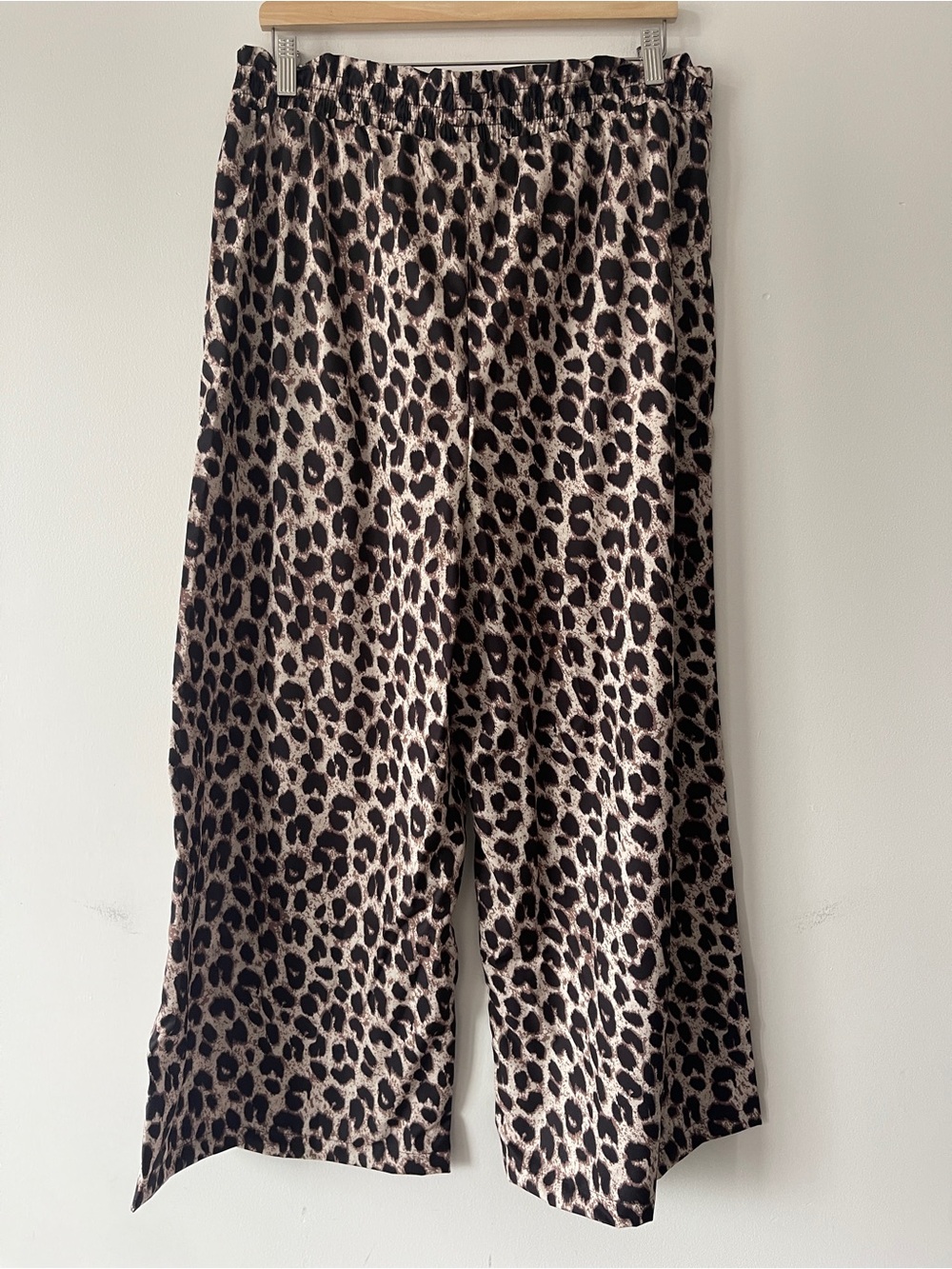 Halara High Waisted Drawstring Pocket Leopard Print Wide Leg Baggy Casual Pants - Picture 3 of 10